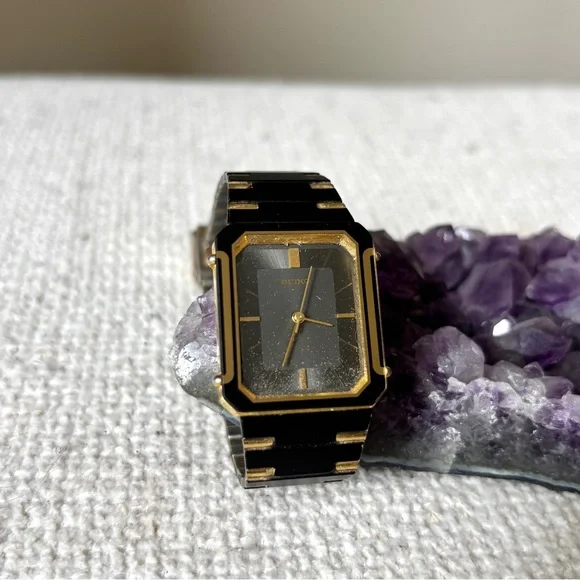 Seiko Black and Gold Octagon Watch - Picture 2 of 8